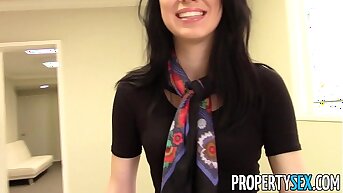 PropertySex - Magnificent brown real estate agent dwelling-place office sex pellicle